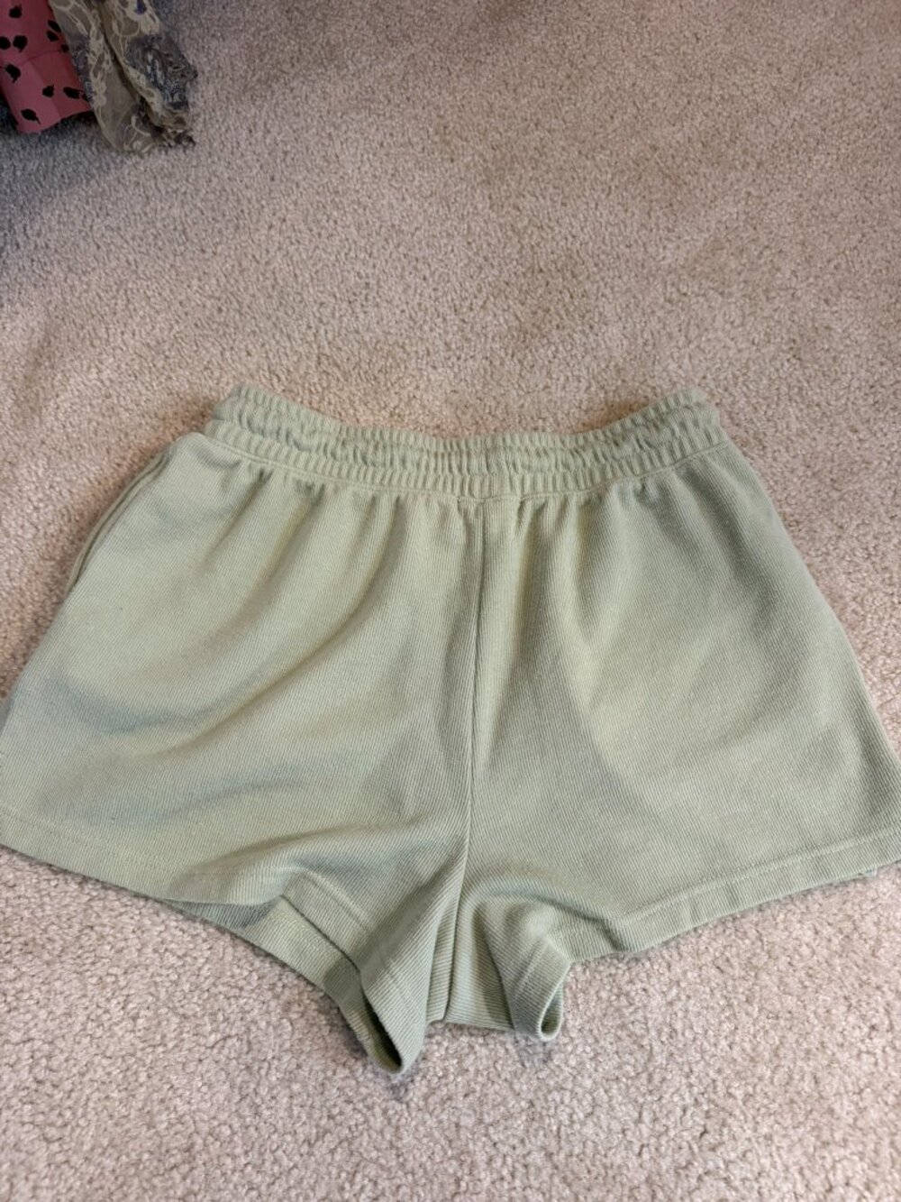 🌿 C&C California Sage Green Ribbed Drawstring Shorts | Size Large - Picture 5 of 6